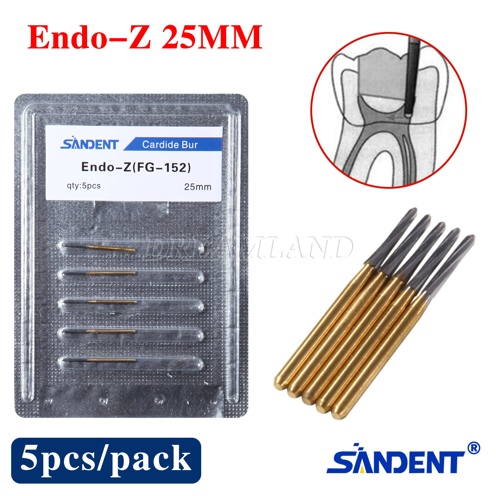 Dental Endodontic Endo-Z Zekrya FG Carbide Cutter Bur Safe End Tip 25mm