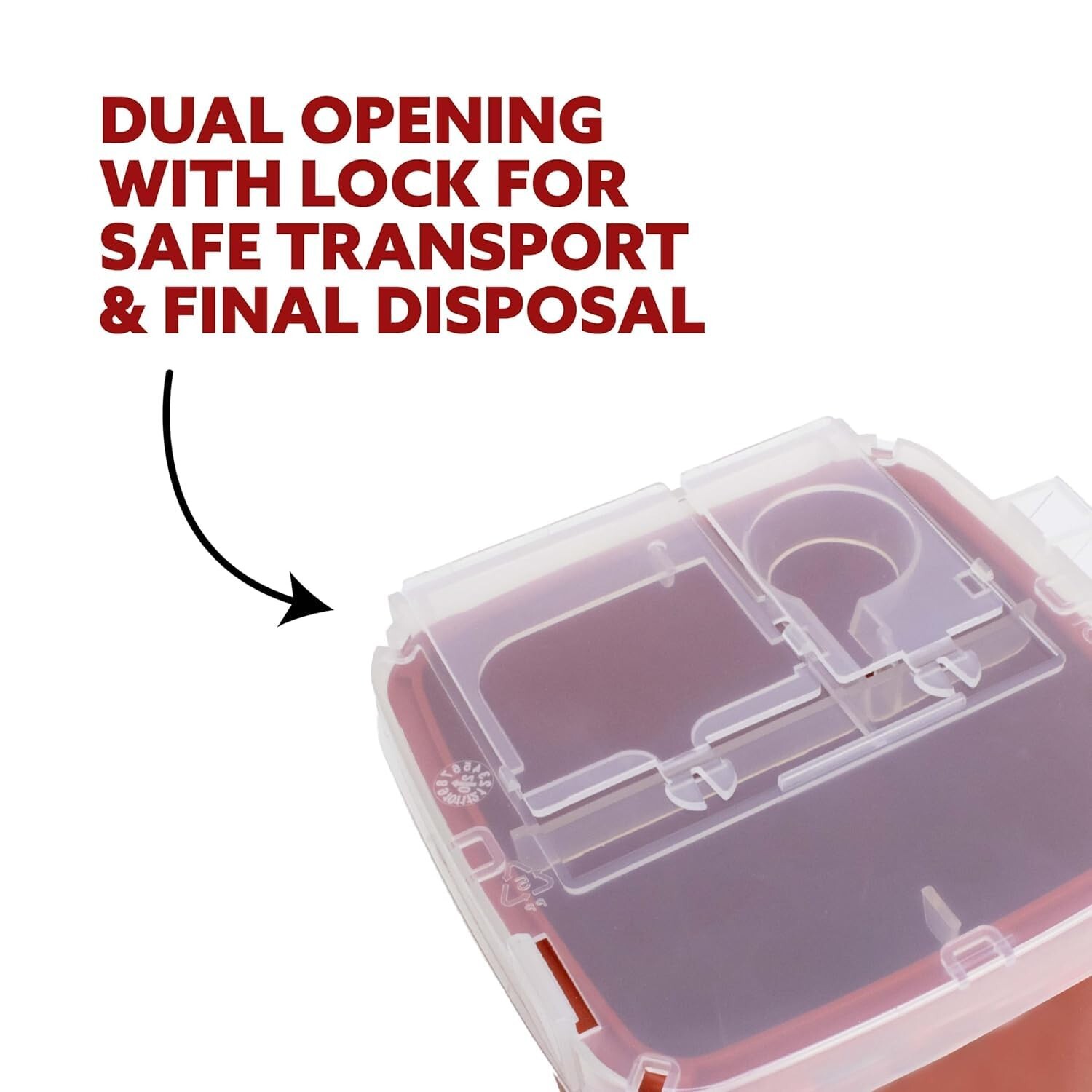 Sharps Container, 1 Quart, Biohazard Needle and Syringe Disposal, 3 Pack