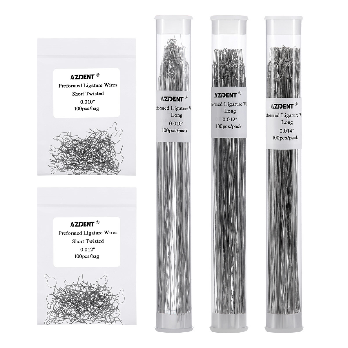 AZDENT Dental Orthodontic Wires Preformed Ligature Ties Long /Short/ Twist