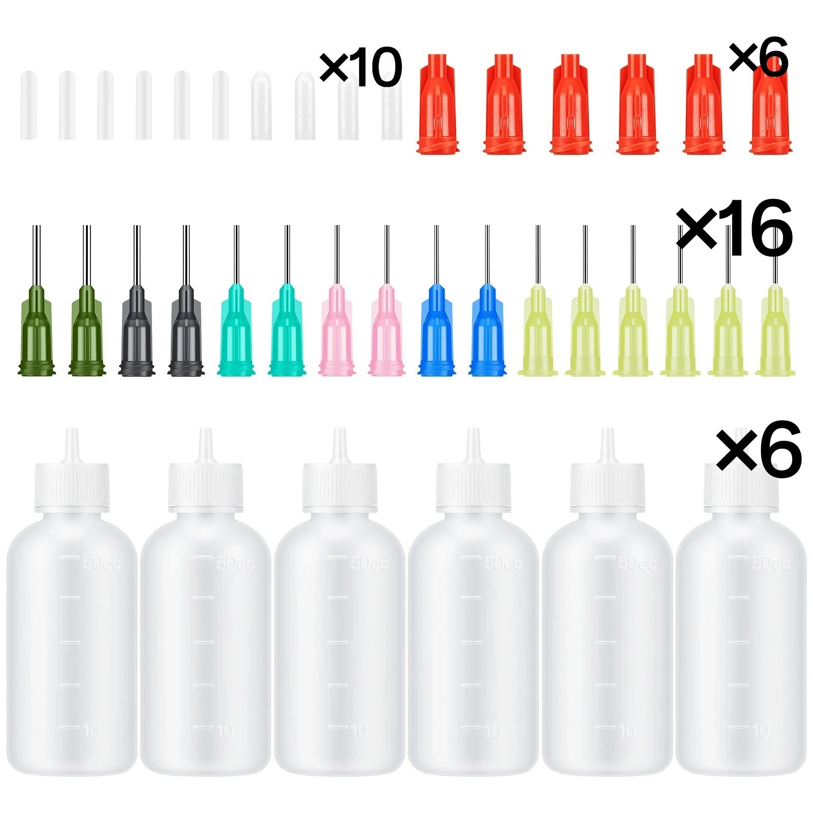 6 Pack Needle Tip Squeeze Bottle 50mL,Precision Gun Oil Bottle, Needle Oiler &