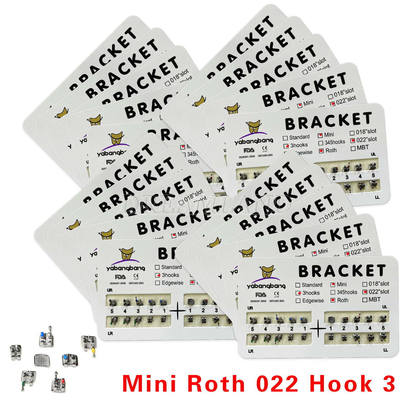 20 packs Dental Orthodontic Braces Brackets Mini Roth 022″Slot 3 Hooks Metal