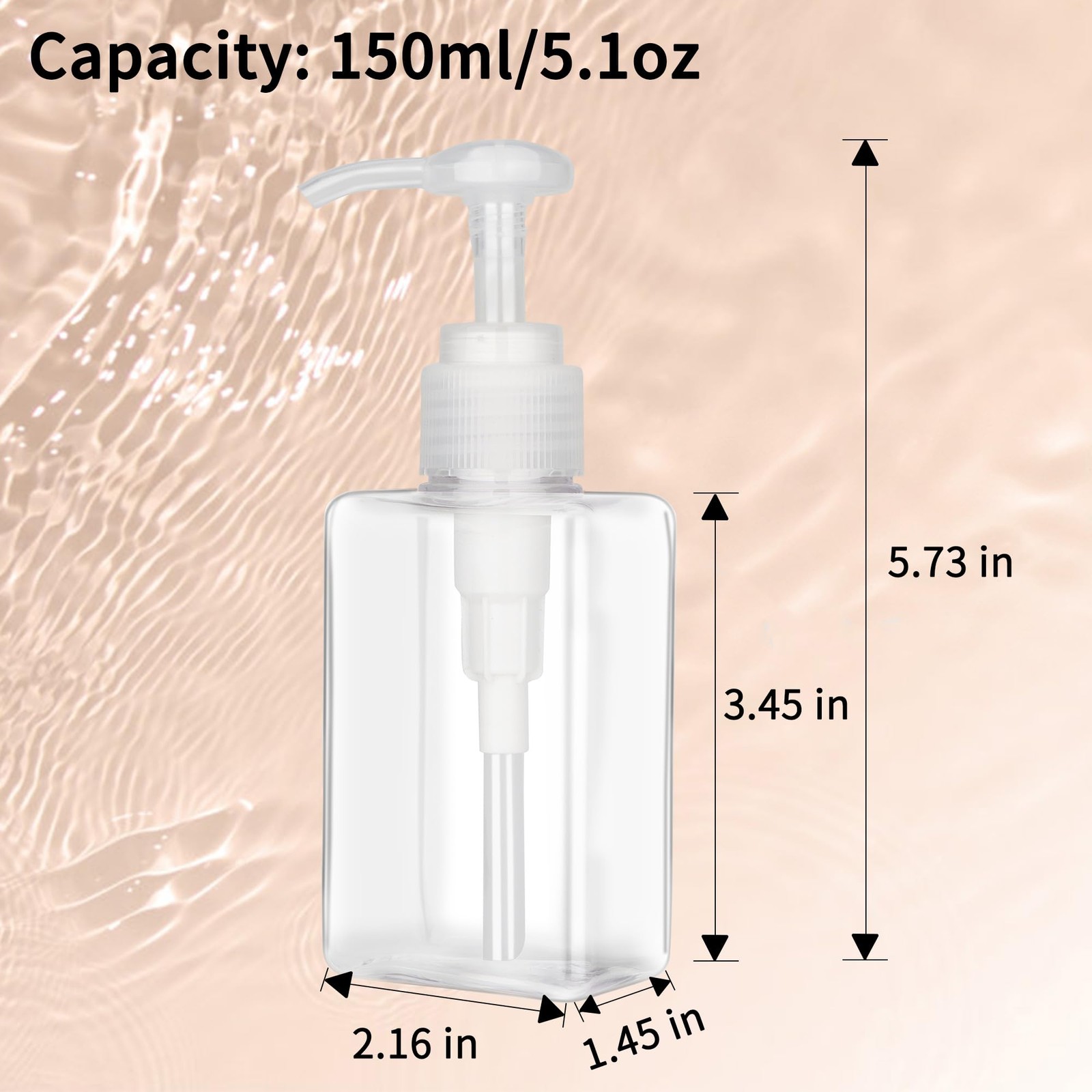 Clear 150ML Pump Bottle Refillable Lotion Dispenser Travel Container