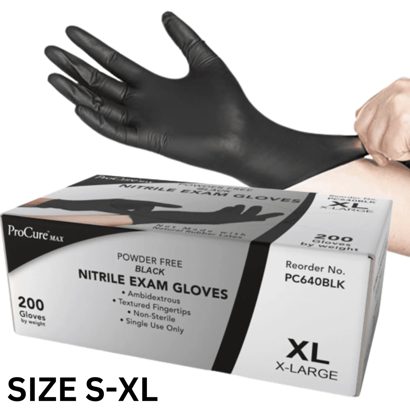 Disposable Black Nitrile Gloves 200 Count – Heavy Duty 4Mil, Powder Free, Rubber