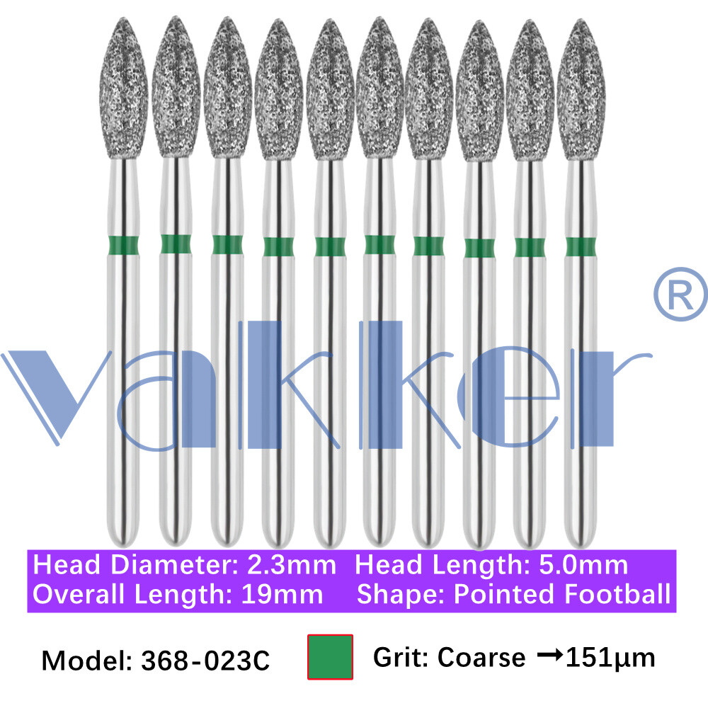 Vakker 10pc Dental Football FG Diamond Bur 368-023C Coarse Grit