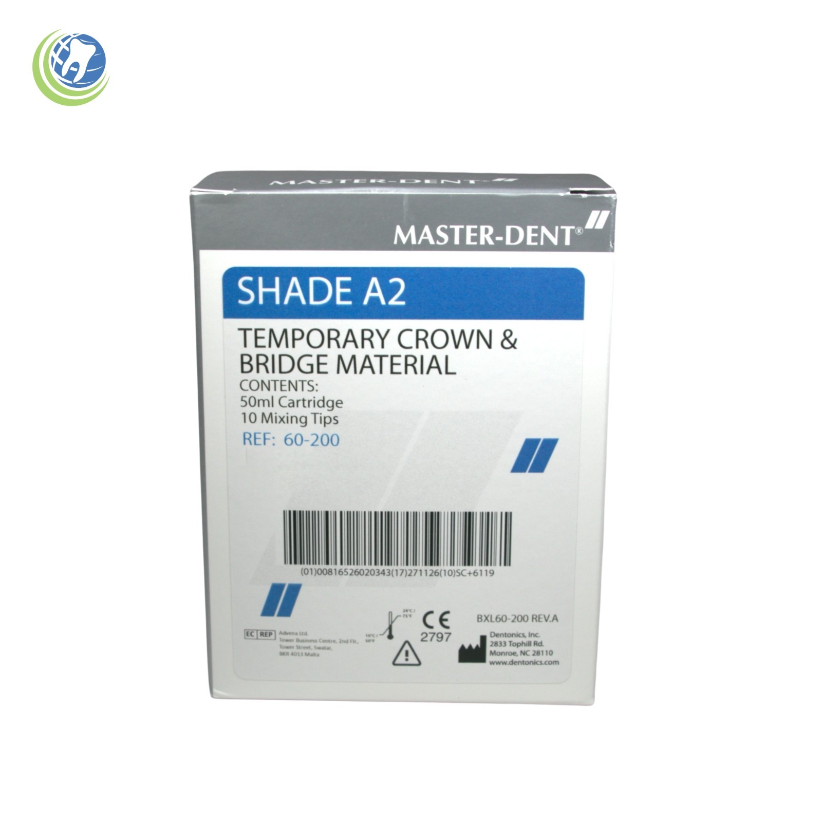 Temporary Crown & Bridge Material Shade A2 Automix 50ml Cartridge Dental