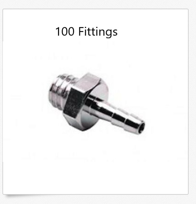 100 x DCI 0187 10-32 x 1/16″, Barb For use with 1/8″ O.D. Dental Medical tubing