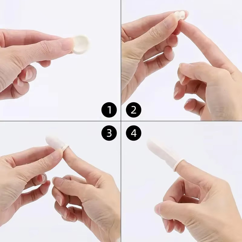 100PCS Multi-Color Disposable Finger Cots anti Slip Latex Powder Free Rolled Edg