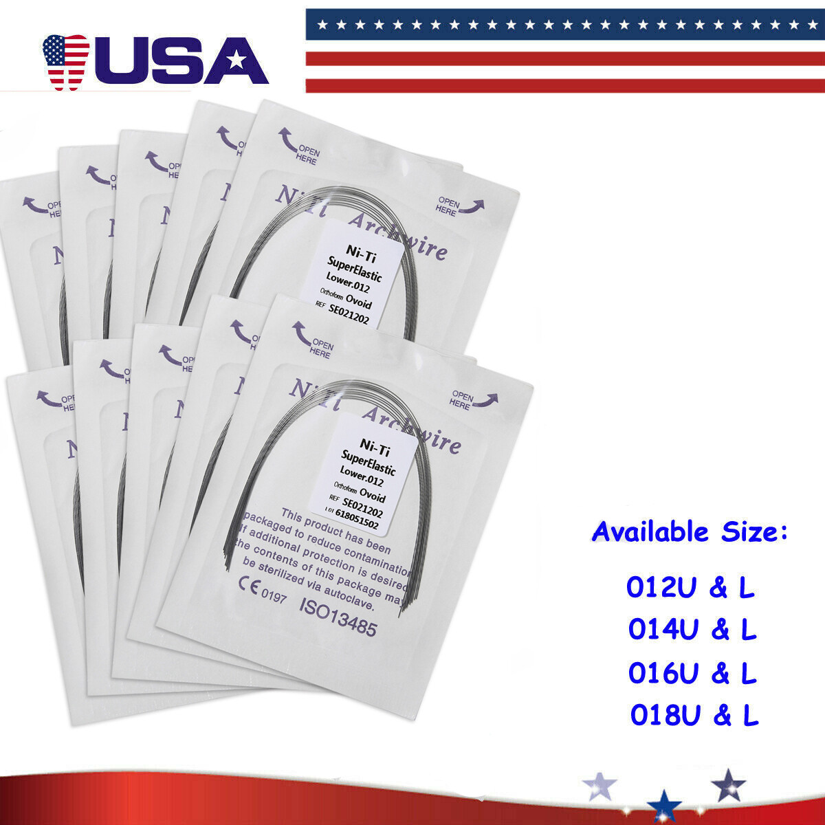10 bags Dental Orthodontic Super Elastic Arch Wire NiTi Round Ovoid Form Mixed