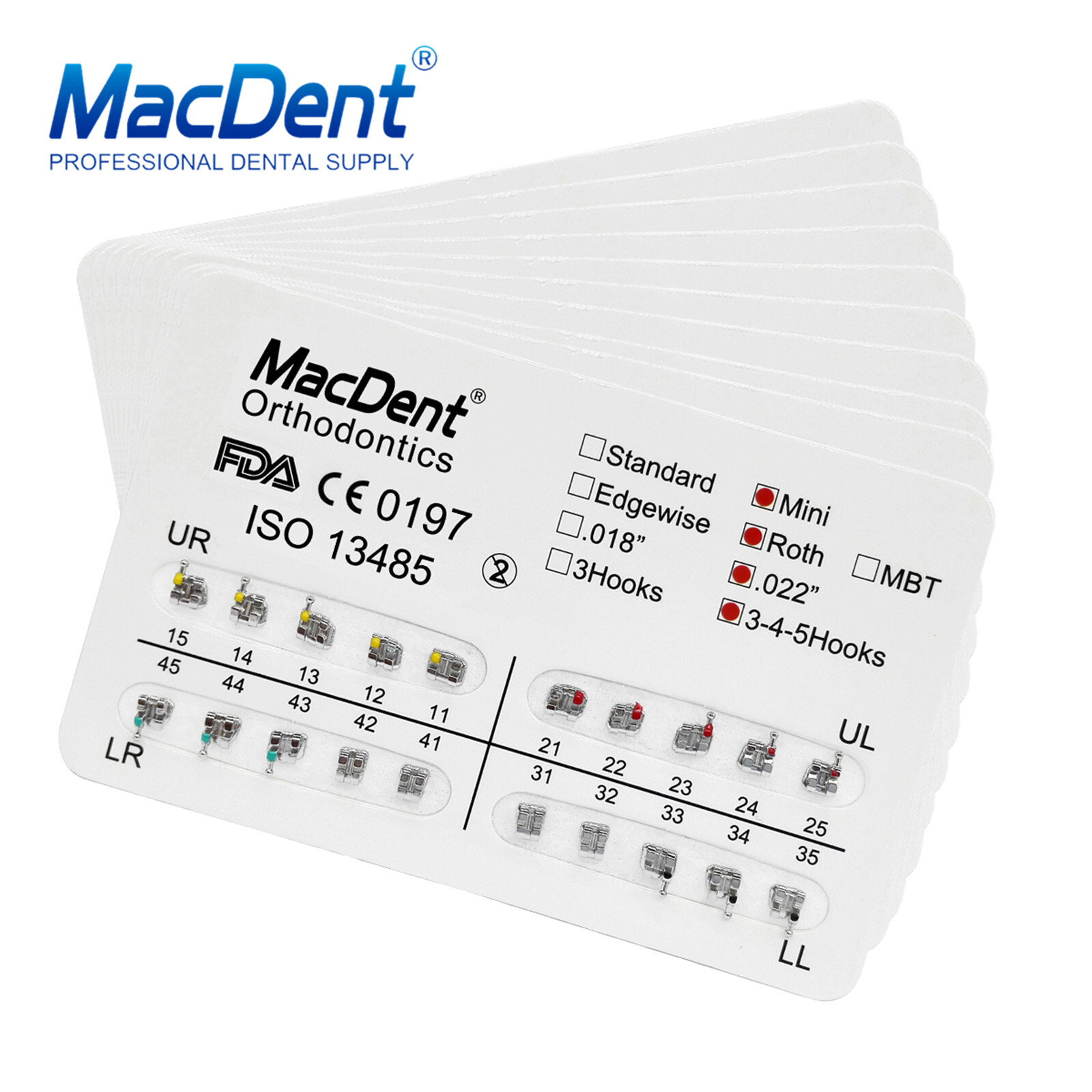 200Pc Dental Orthodontic Brackets Braces Mini Roth.022/Light Cure Adhesive Kit