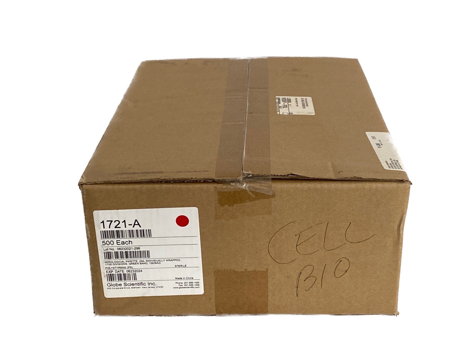 (500/Pk) GLOBE SCIENTIFIC 2mL in 1/100 PS TD Graduated Serological Pipets 1721-A
