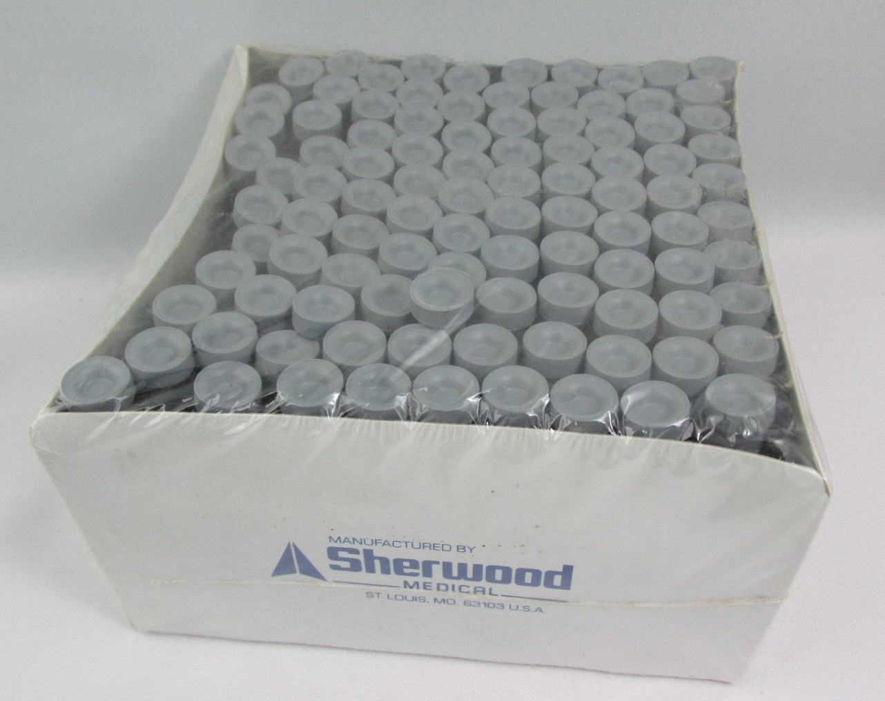 Case 100 Glass Test Tubes Grey Rubber Stoppers Collection Tubes 1995