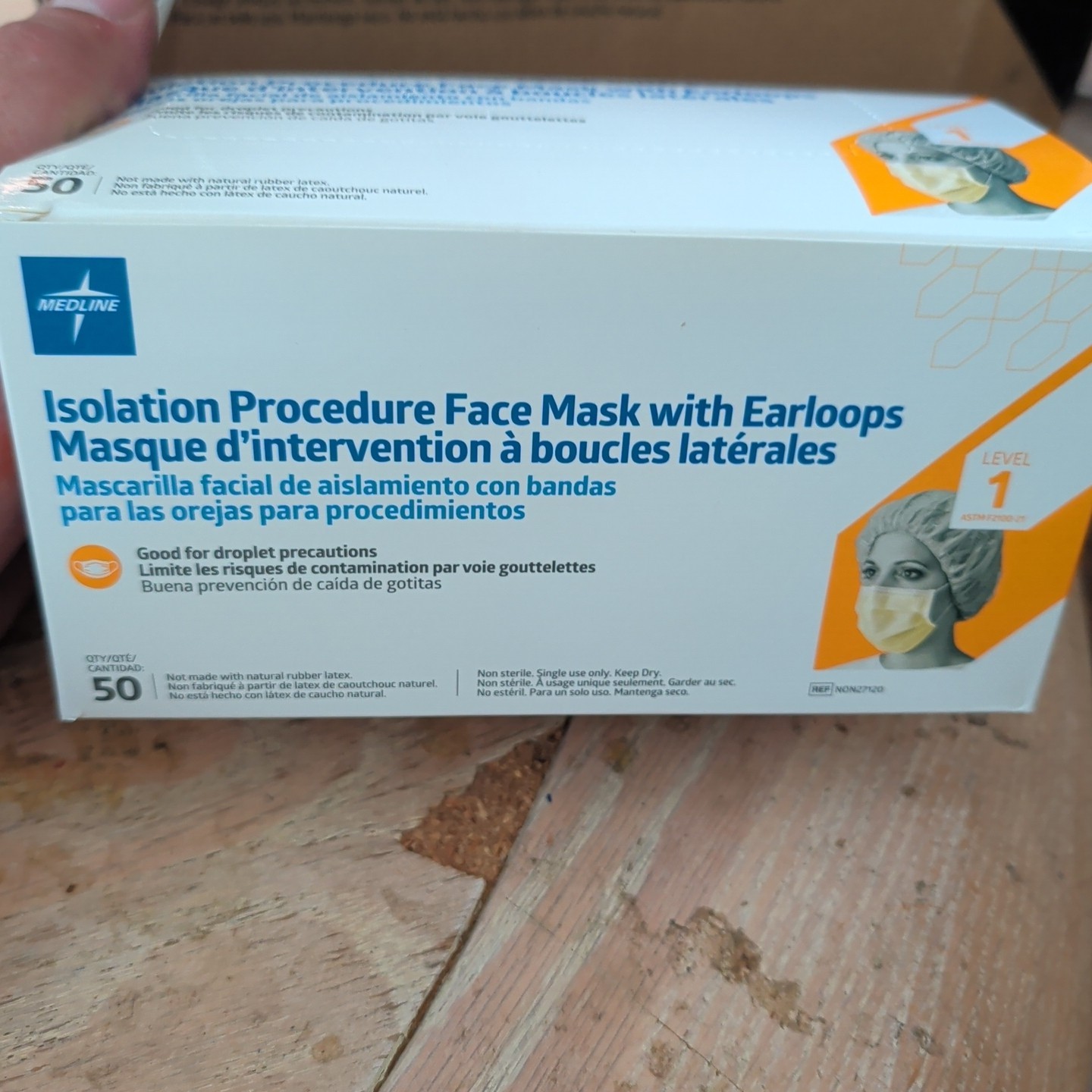 Medline Procedure Mask With Earloops 50 Ct. x 6 Bundle 300 Yellow Total Masks