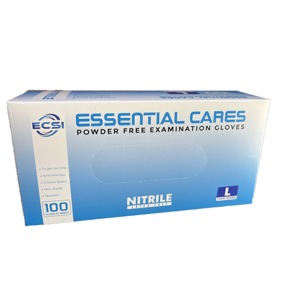 Nitrile Examination Gloves Powder-Free, 100/Bx, 3.5mil, 1/4/10 boxes, ECS