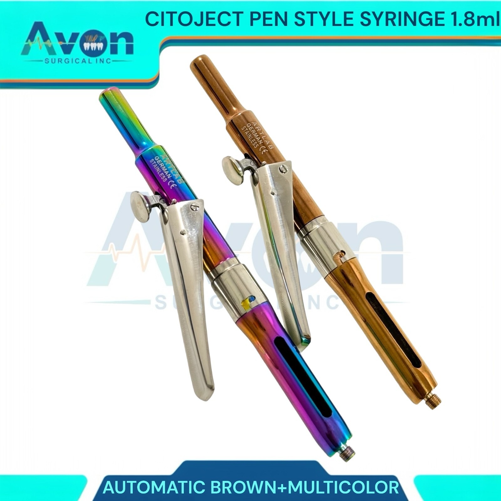 1.8CC Citoject Pen Style Dental Syringes, Automatic – Brown+Multicolor – 2PK