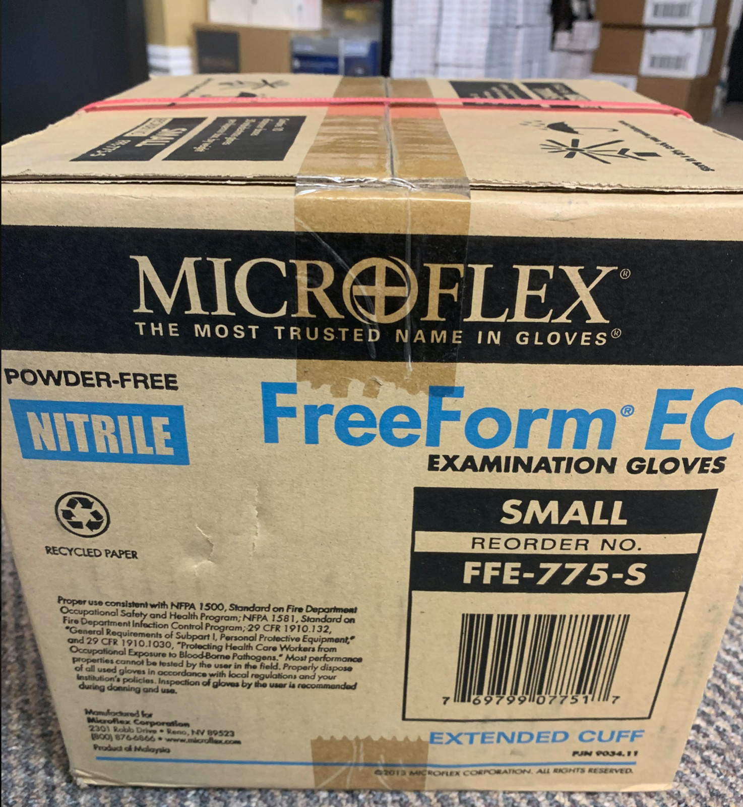 Gloves Exam Nitrile Small PF 50/Bx 10 Bx/Cs (10 x 50 Packs) 500 Gloves Microflex