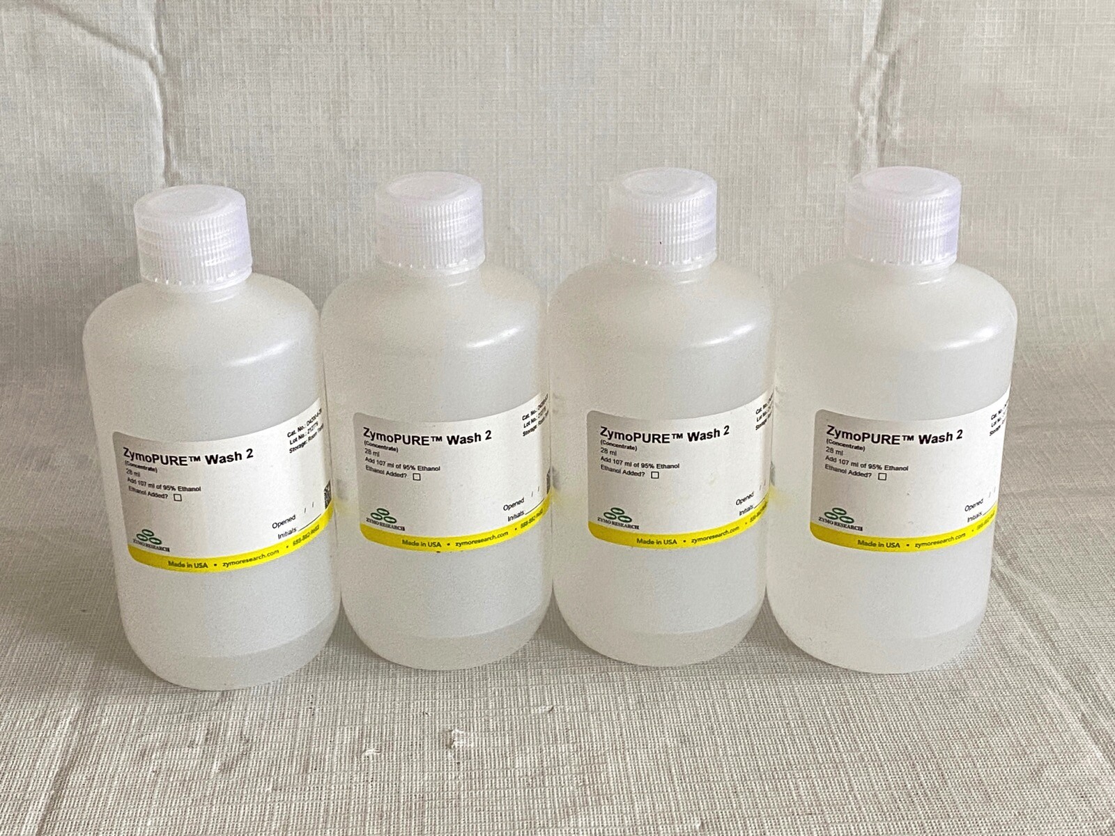 (4) ZYMO 28mL ZymoPure Wash 2 Bottle Solution for Plasmid Gigaprep D4200-6-28