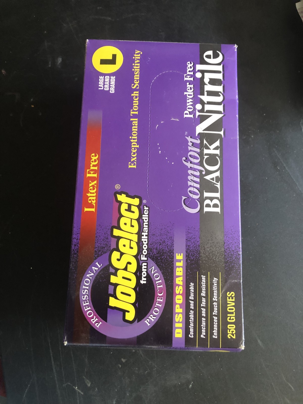 JobSelect Nitrile Black Gloves size Large 250 count