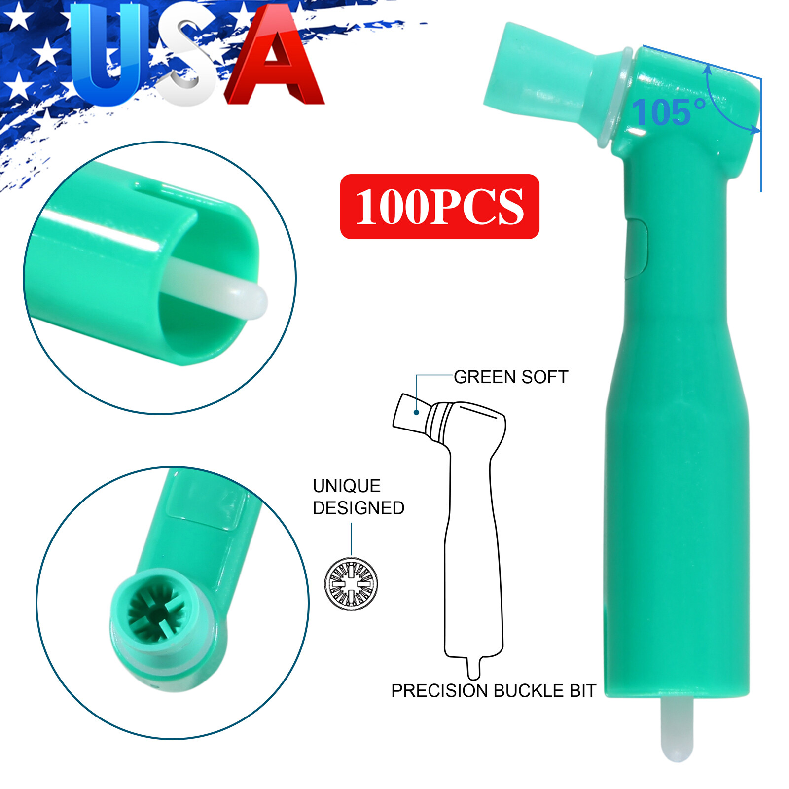 Dental Disposable Prophy Angles Soft 105° -Latex Free 500 pcs