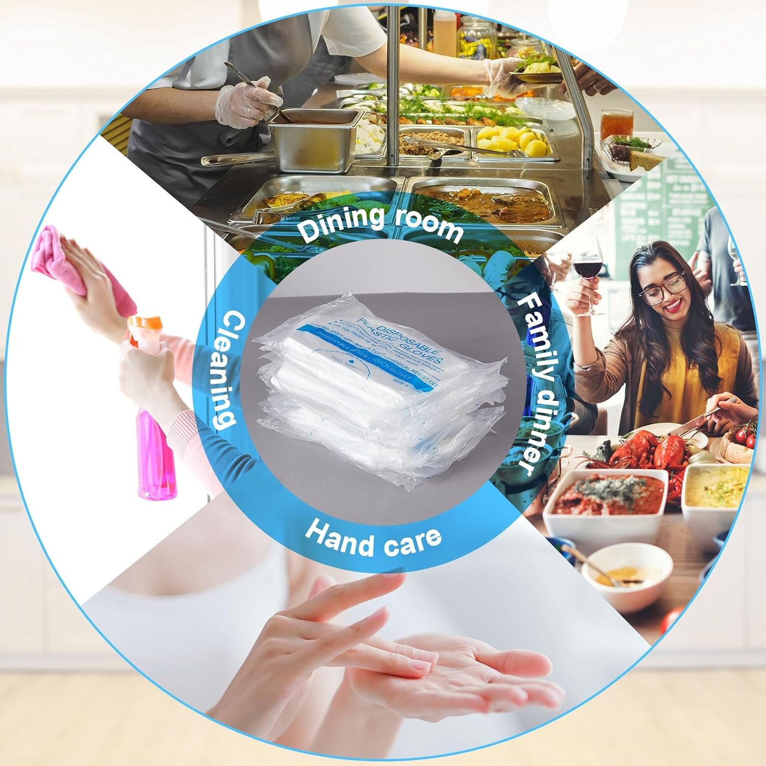 Plastic Disposable Gloves Bulk Clear Safe Food Service Glove for Kitchen Cooking