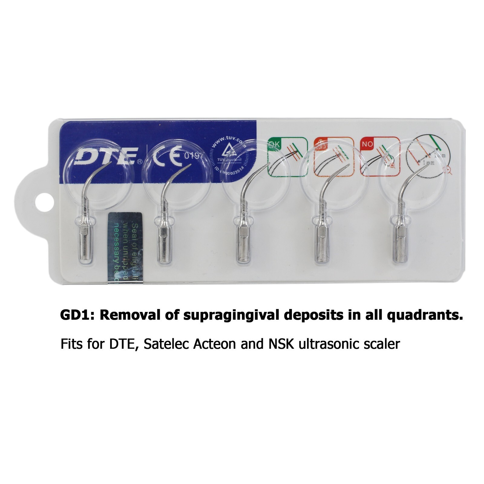Woodpecker DTE HD-7L Handpiece Dental Ultrasonic Piezo Scaler Tips GD1 GD4 PD1