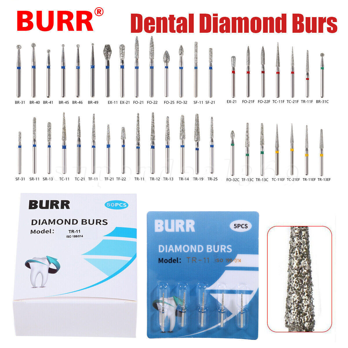 5Pcs Dental Diamond Bur FG Fit High Speed Handpiece Friction Grip Tapered ns