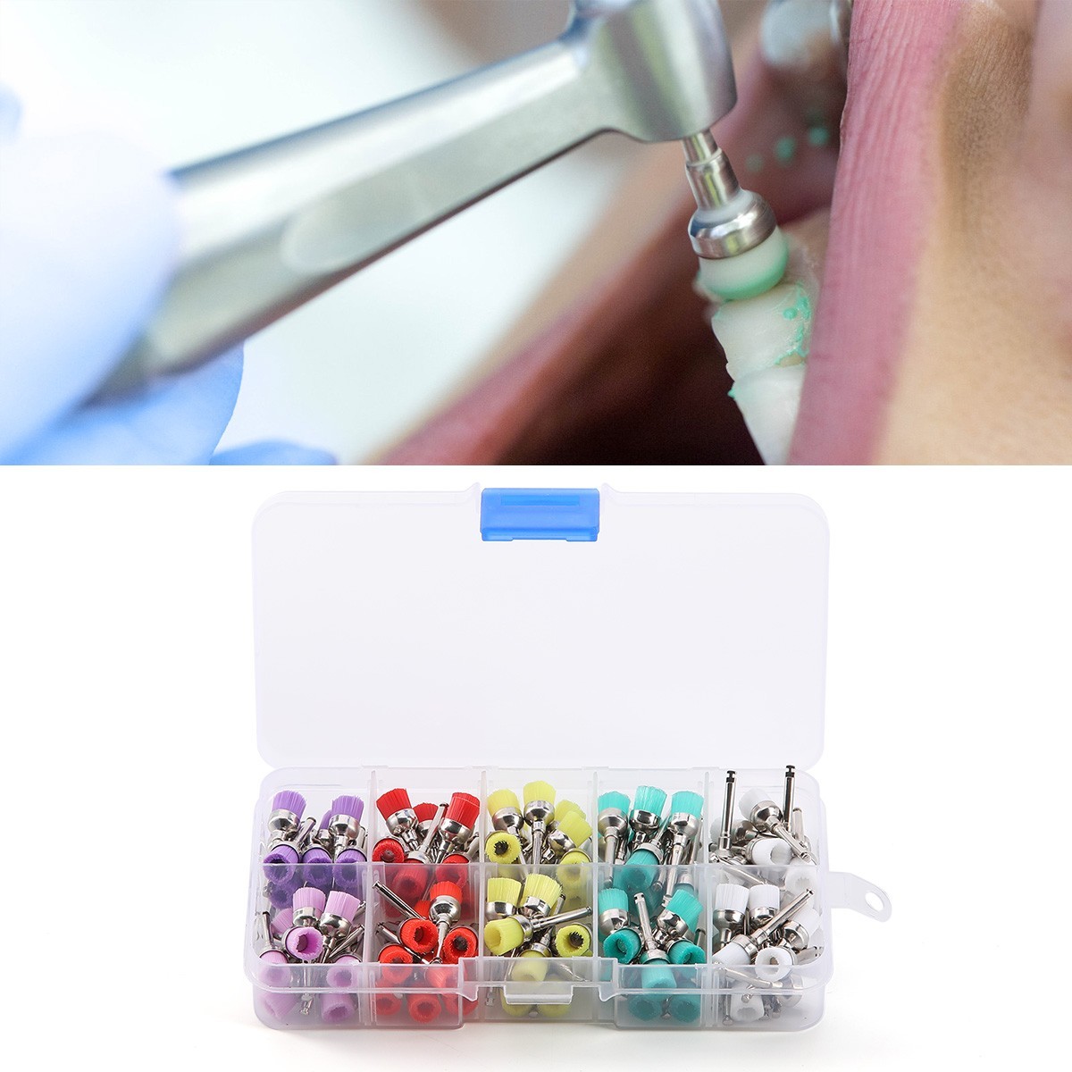 100pcs Dental Lab Nylon Latch Small Flat Polishing Polisher Prophylaxis Colorful