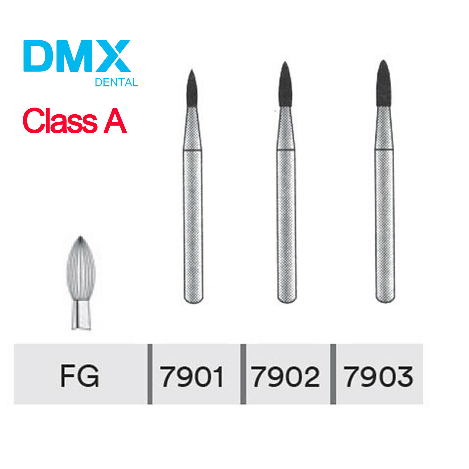 Dental Trimming & Finishing Drill Tungsten Carbide Flame Bur 7901 7902 7903 A