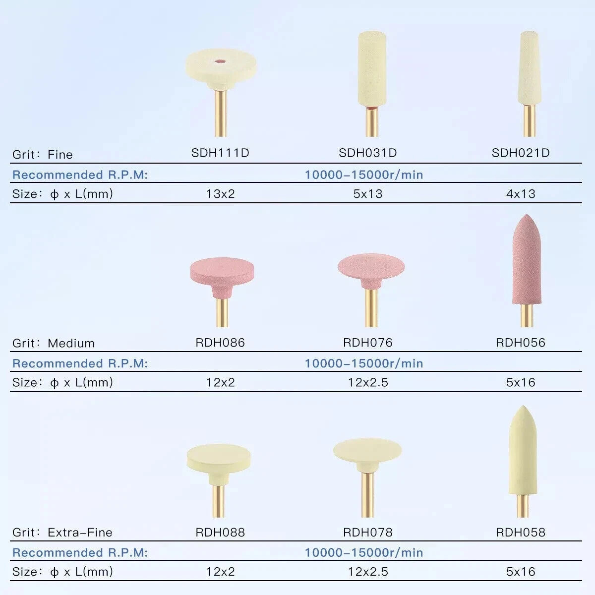 4 Types Dental Contra Angle Ceramic Zirconia Diamond Grinding Polishing Kit