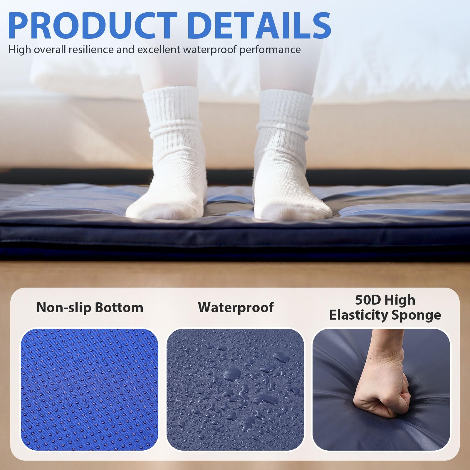 1 Pcs Fall Mat for Elderly Bedside, 70″ x 24″ x 2″ Non Slip Foldable Floor Ma…