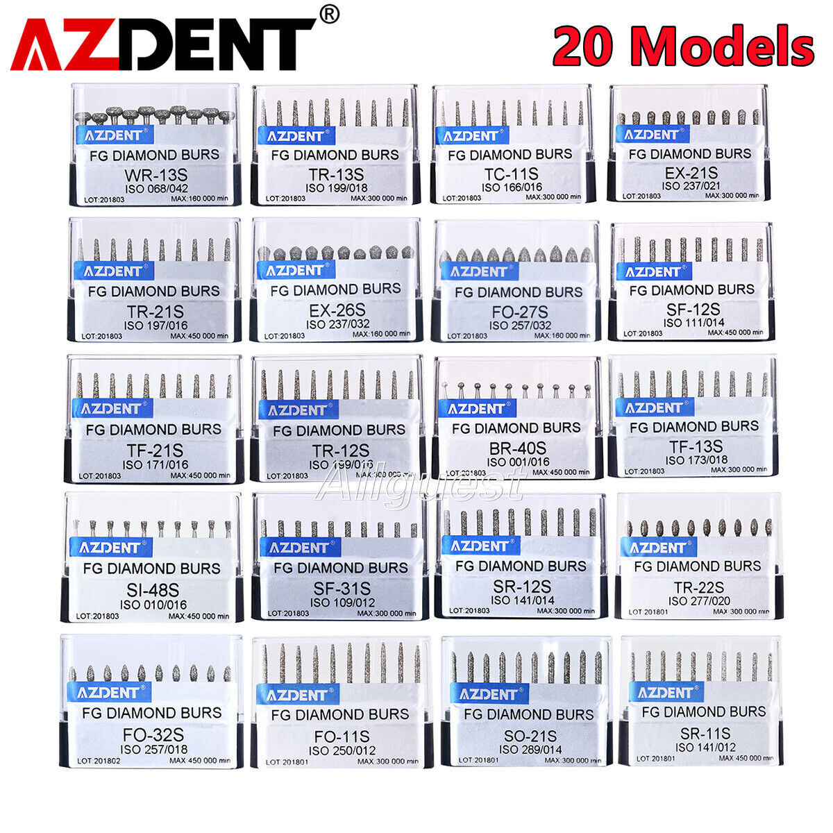 AZDENT Dental Super Coarse Diamond Burs Drills FG for High Speed Handpiece
