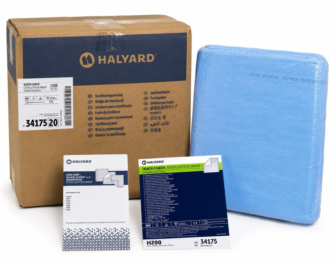 Halyard QUICK CHECK H200 Sterilization Wrap 30” x 30” Ref 34175 Case Of 144