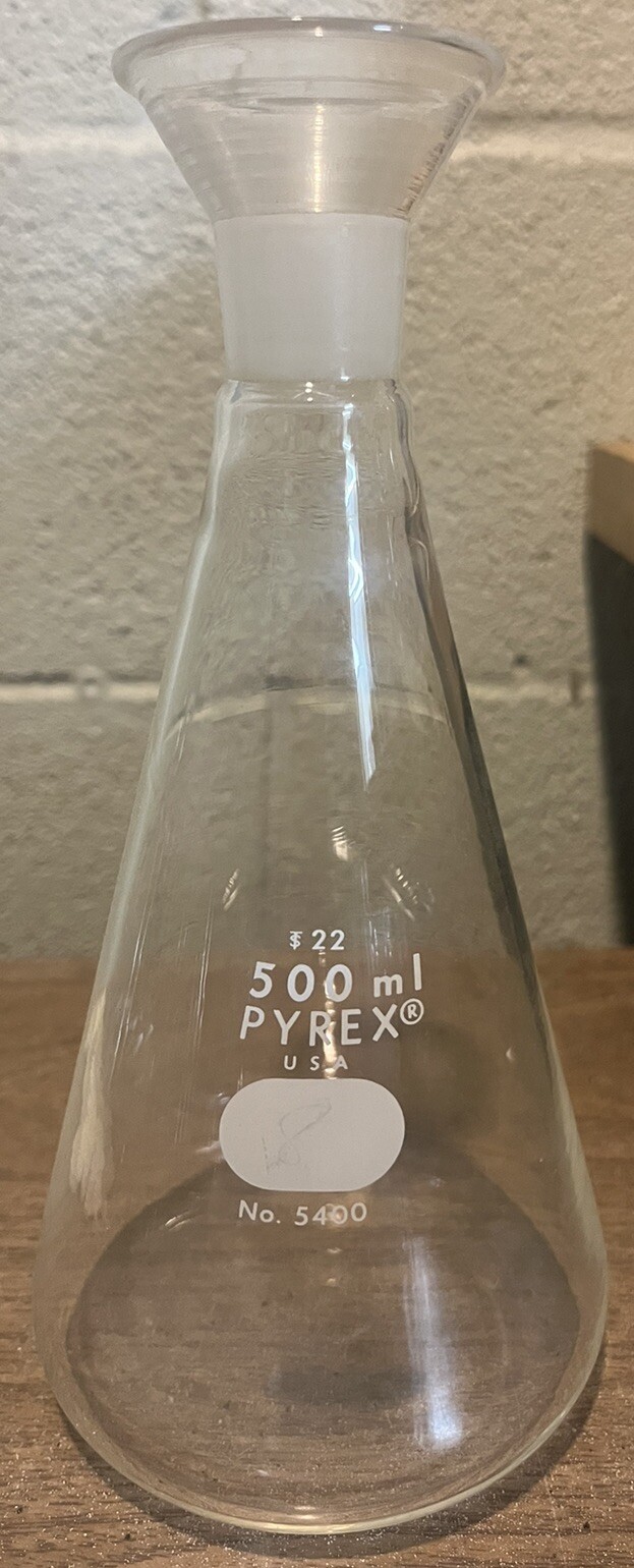 Pyrex USA 500ml Filter erlenmeyer flask Plug Size 22 No. 5400
