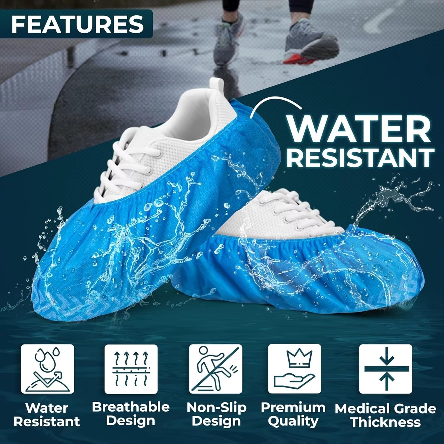 Disposable Shoe Covers 10PCS (5 Pair) Non-Slip Boot Shoes Protector Non-Woven