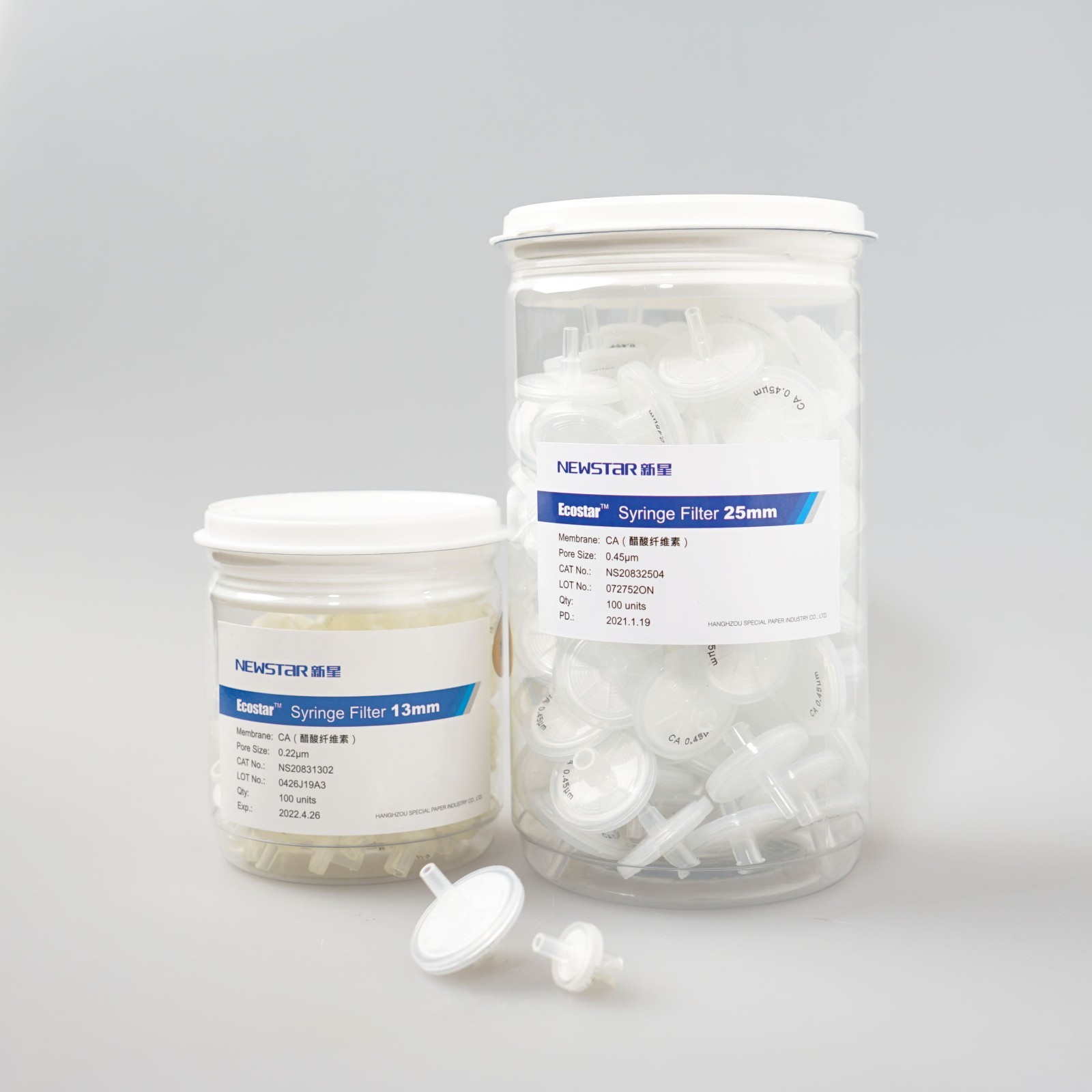 CA Syringe Filter 13mm 0.22um / 0.45um 100 Pcs Lab Aqueous Buffer Media