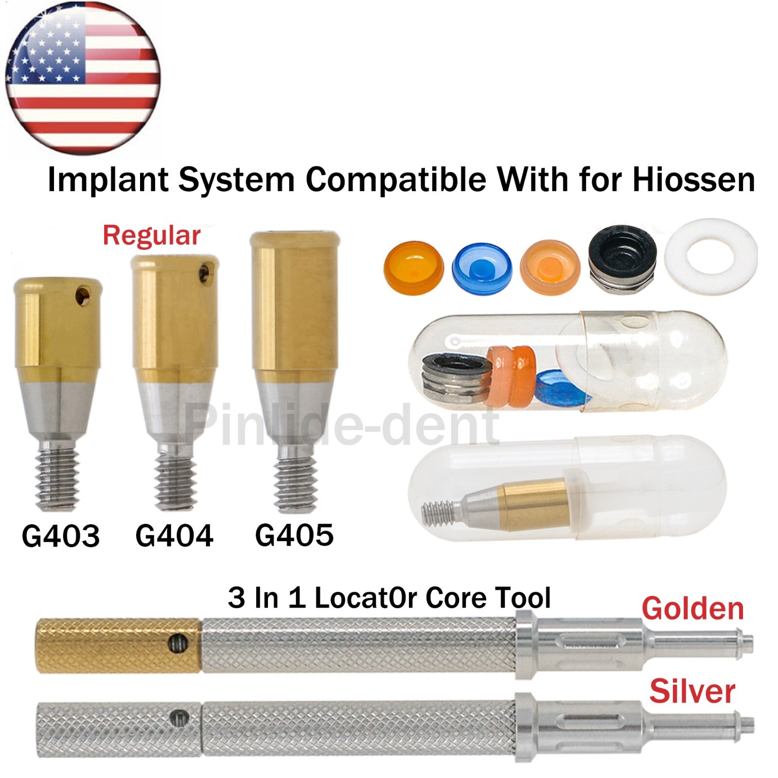 US Dental Locat0r Attachment Abutment Male Caps Kits Fit Nobel/Hiossen/Zimmer