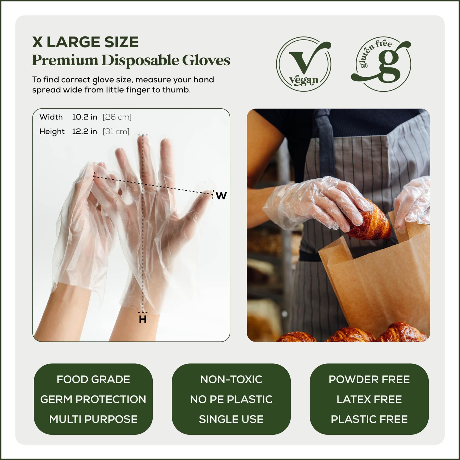 HOLY SCRAP! 100% Compostable Gloves EXTRA LARGE – 200 Pack – Disposable and L…