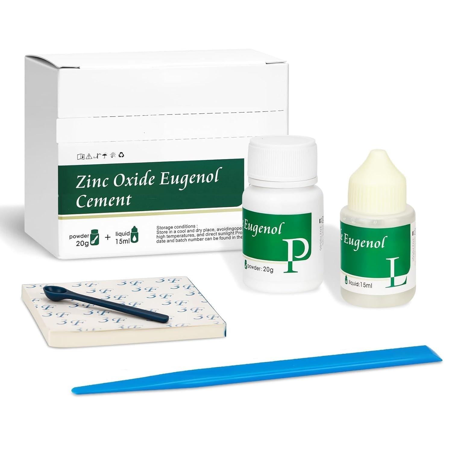 Zinc Oxide Eugenol Dental Cement Kit for Temporary Crowns & Bridges, Smile Repai