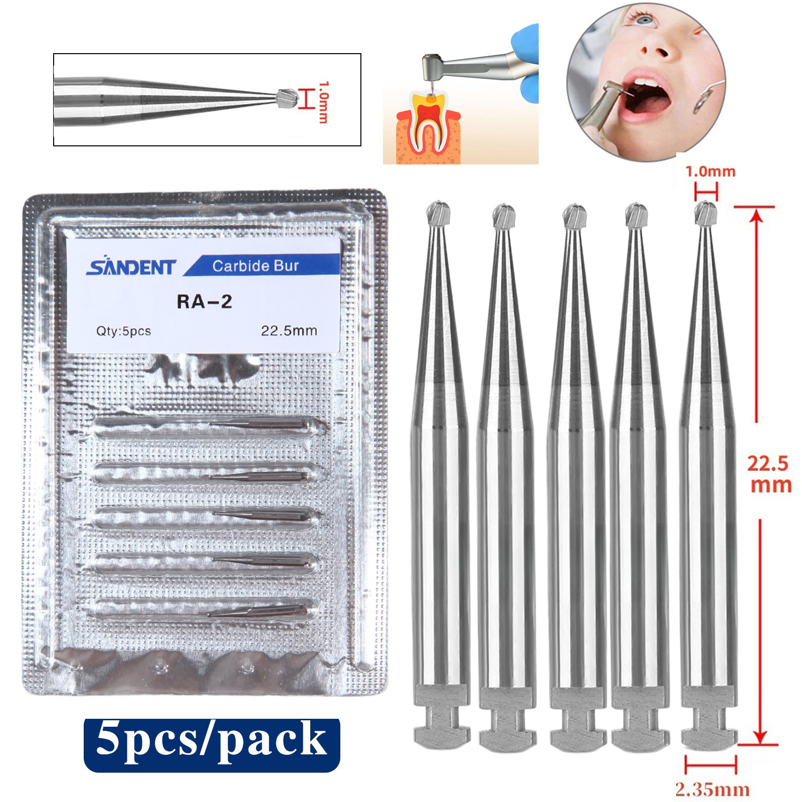 Dental Tungsten Steel Carbide Burs for Contra Angle Low Speed Handpiece RA1-8 sa