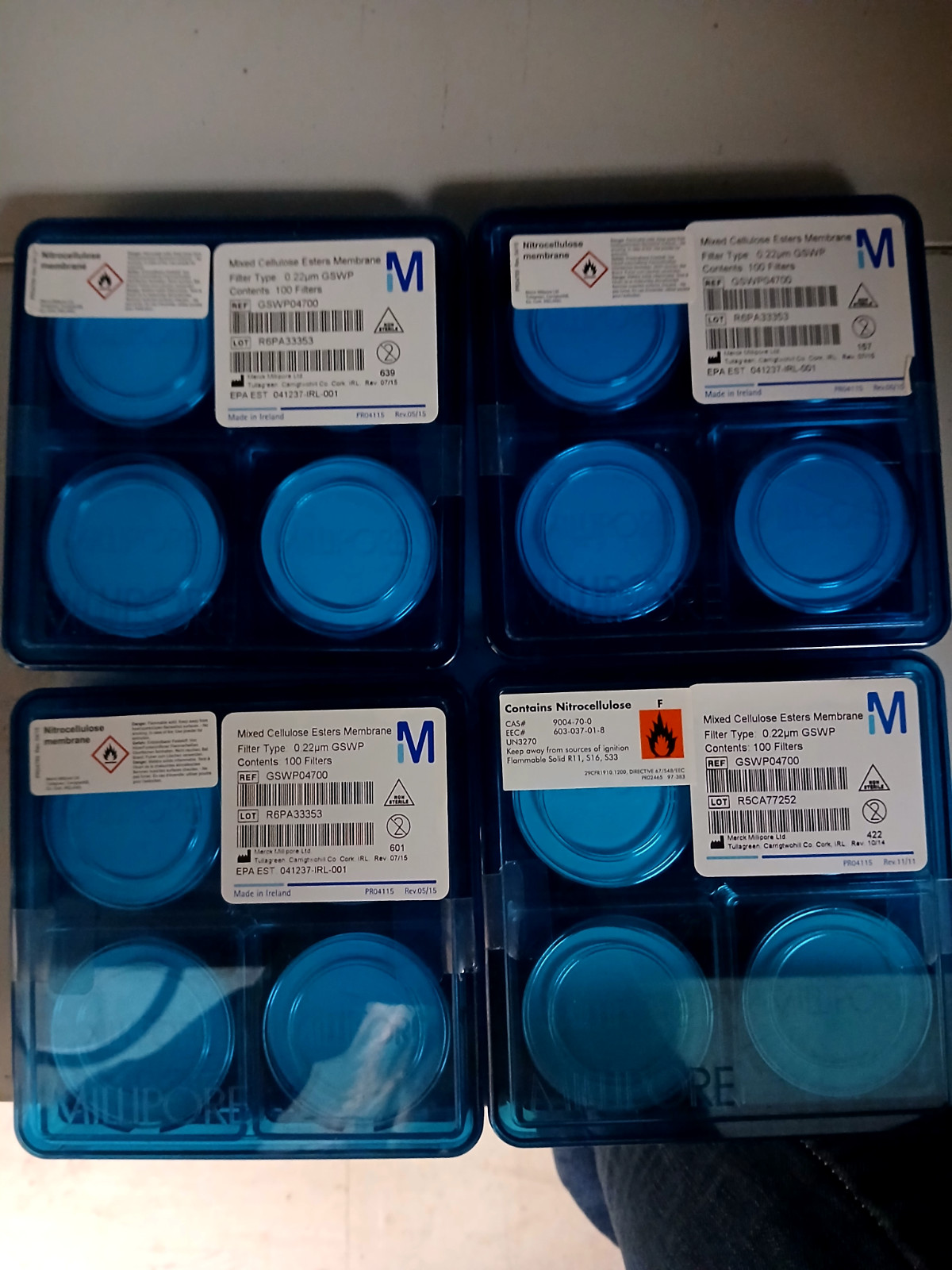 Millipore MCE Membrane, 0.22um,0.47Mm (100/Pack) GSWP04700