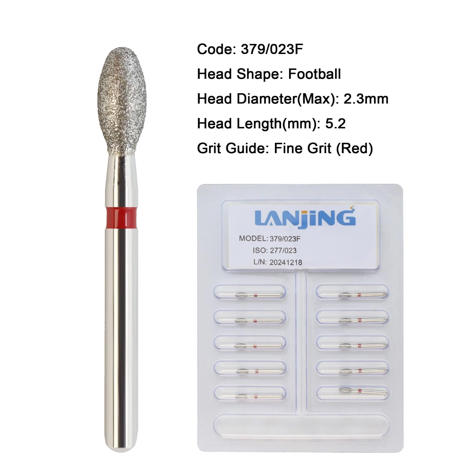 Dental Diamond FG Burs Round End Taper Cylinder Football Pear Barrel High Speed
