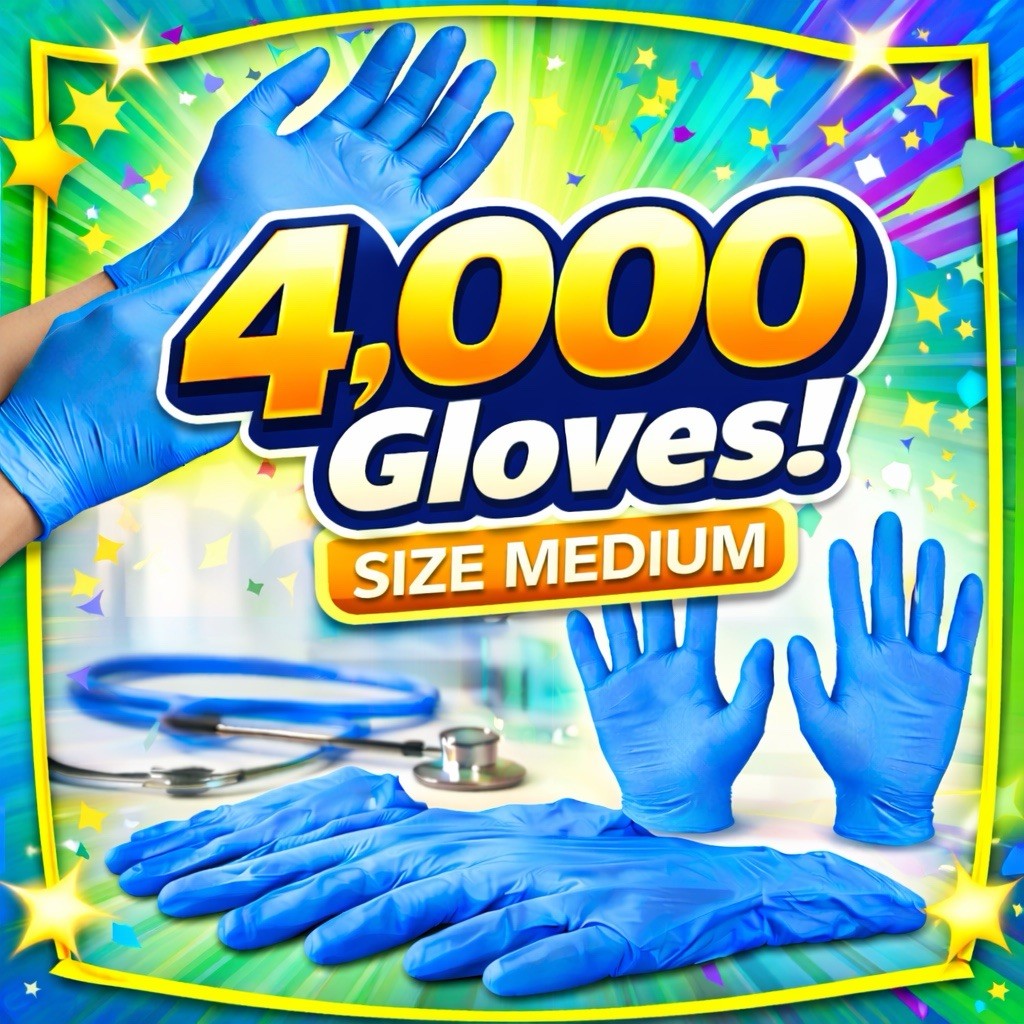 4,000 Medium Nitrile Gloves – Exam Grade Powder & Latex Free 4 Mil 4 Case