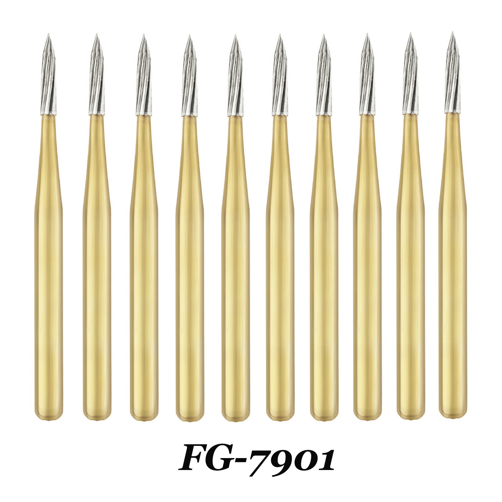 10pc FG7901 Dental Tungsten Carbide Gold Burs Polishing For High Speed Handpiece