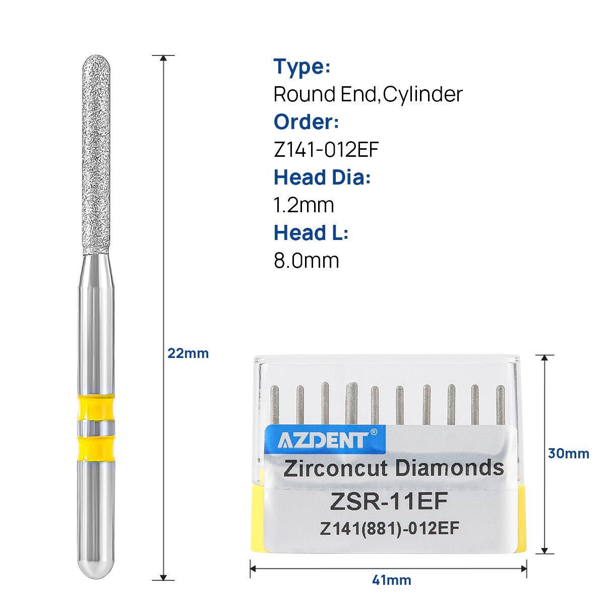 AZDENT Dental Diamond Burs Cutting Zirconia Ceramic Diamond High Speed FG Burs