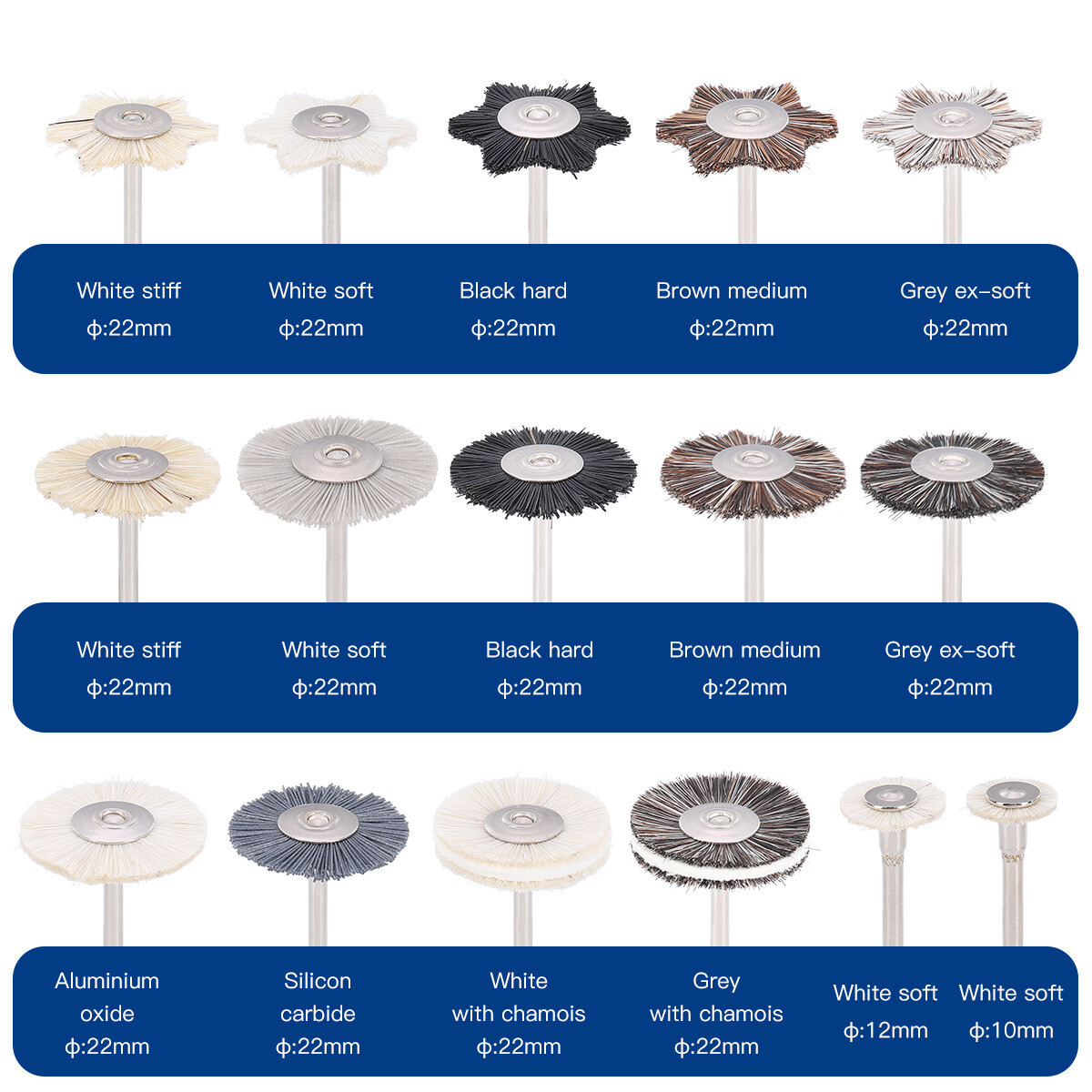 Dental RA HP Diamond Polishing Burs Disc Brushes Kit for Porcelain Ceramics