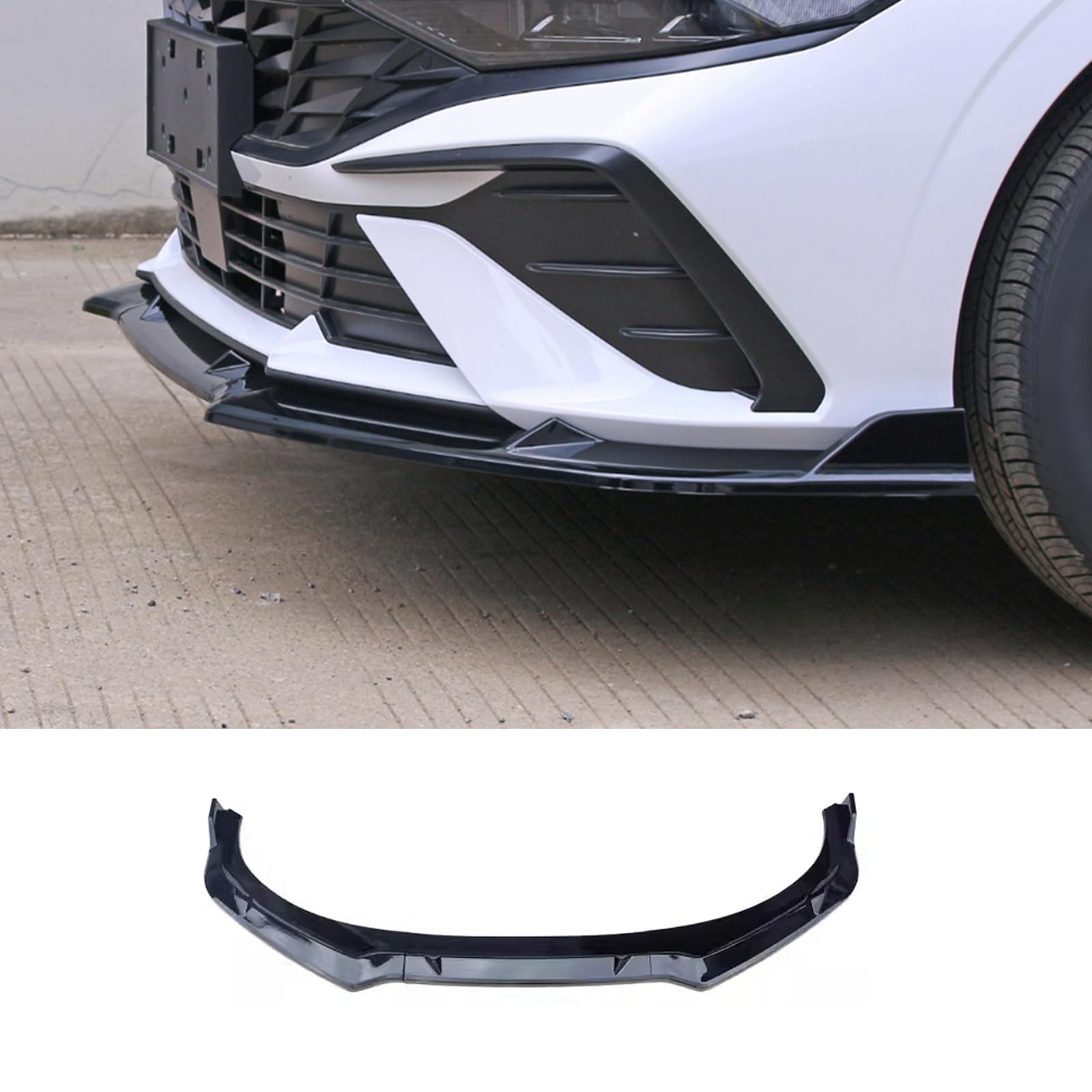 Front Lip Lower Splitter for Hyundai Elantra 2024 2025 Gloss Black 3PCS ABS