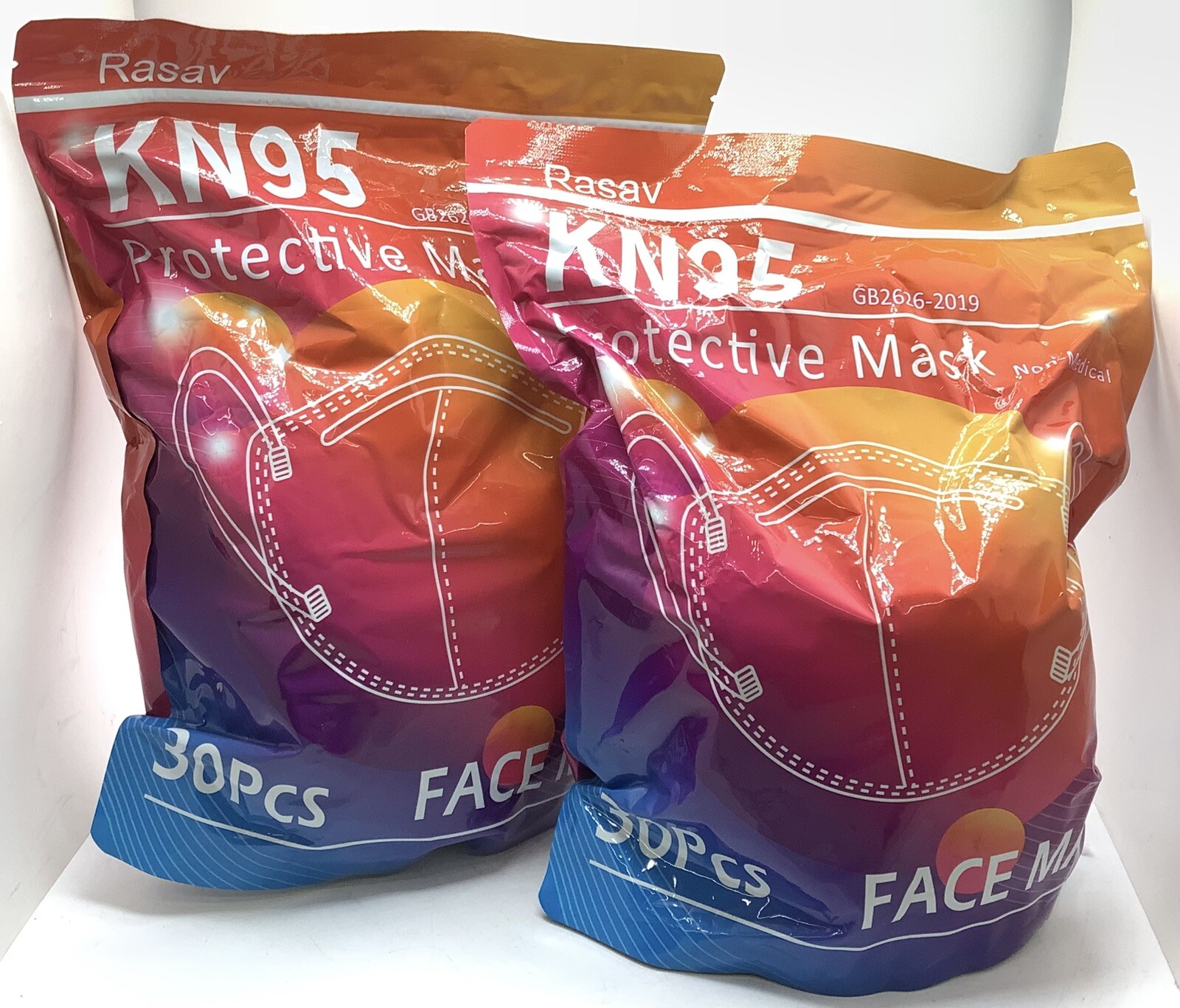 KN95 GB2626-2019 Standard Protective Face Mask 30 Per Bag EA LOT OF 2