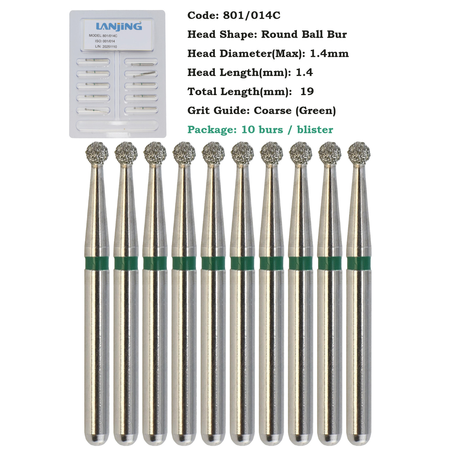 Dental Surgical Carbide Bur Diamond Burs Long Round Coarse Fine FG High Speed
