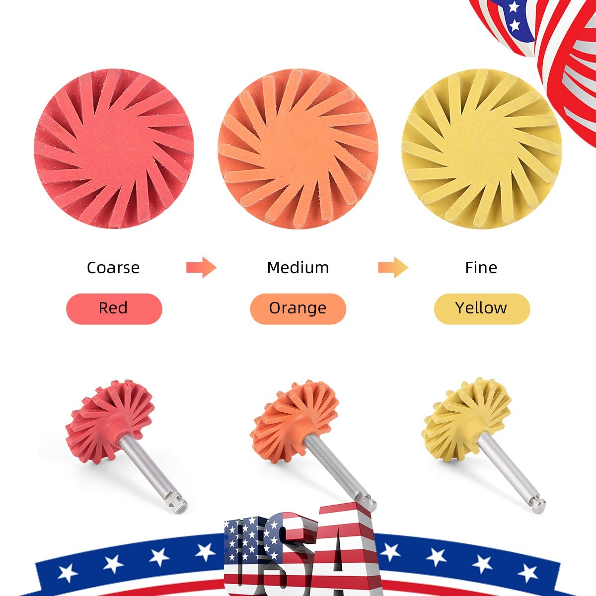 Dental Composite Ceramic Polishing Rubber Wheel Coarse/Medium/Fine RA 2.35mm