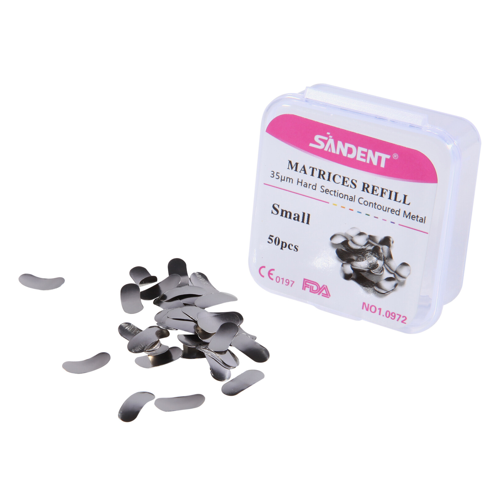 50Pcs/Pack Dental Metal Matrices Sectional Contoured Matrix Refill Hard Band po