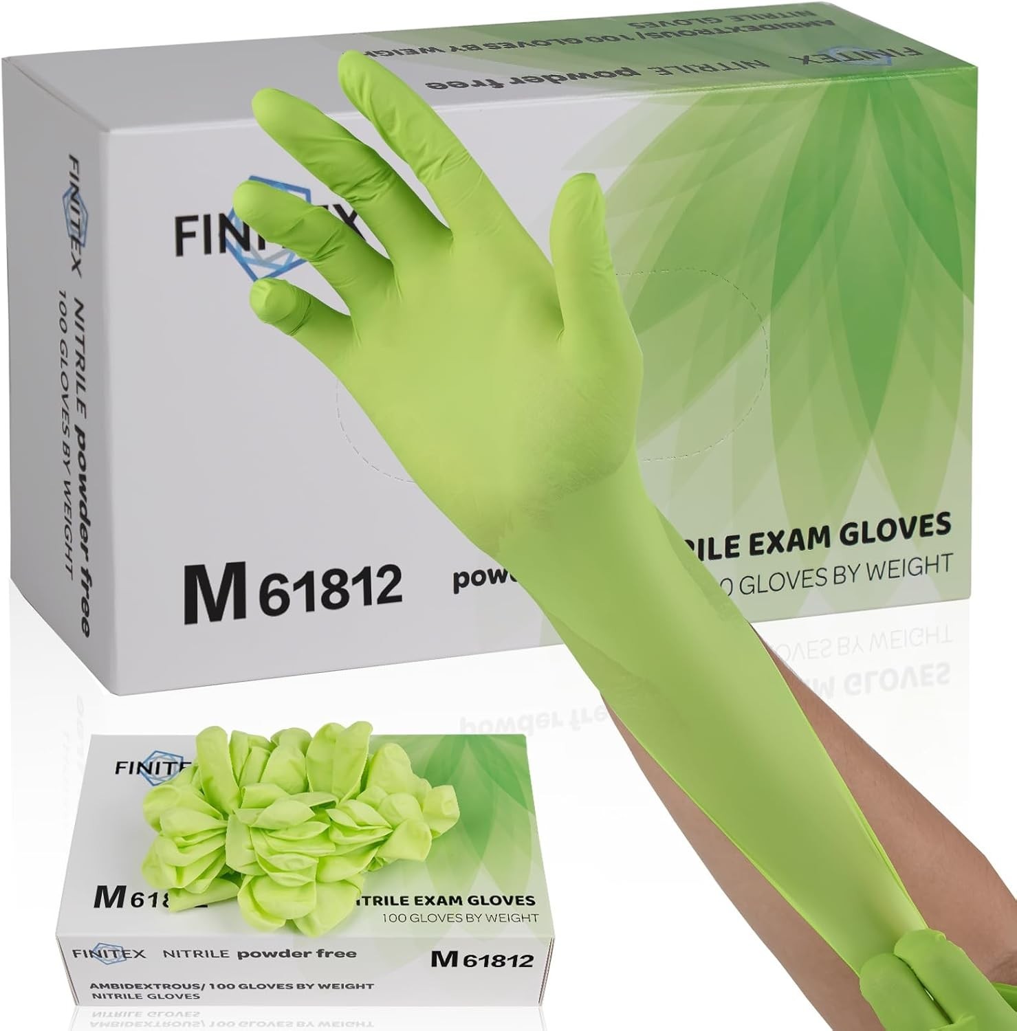Nitrile Disposable Gloves – Green 3.5mil 100/1000PCS Powder-Free Latex-Free M…